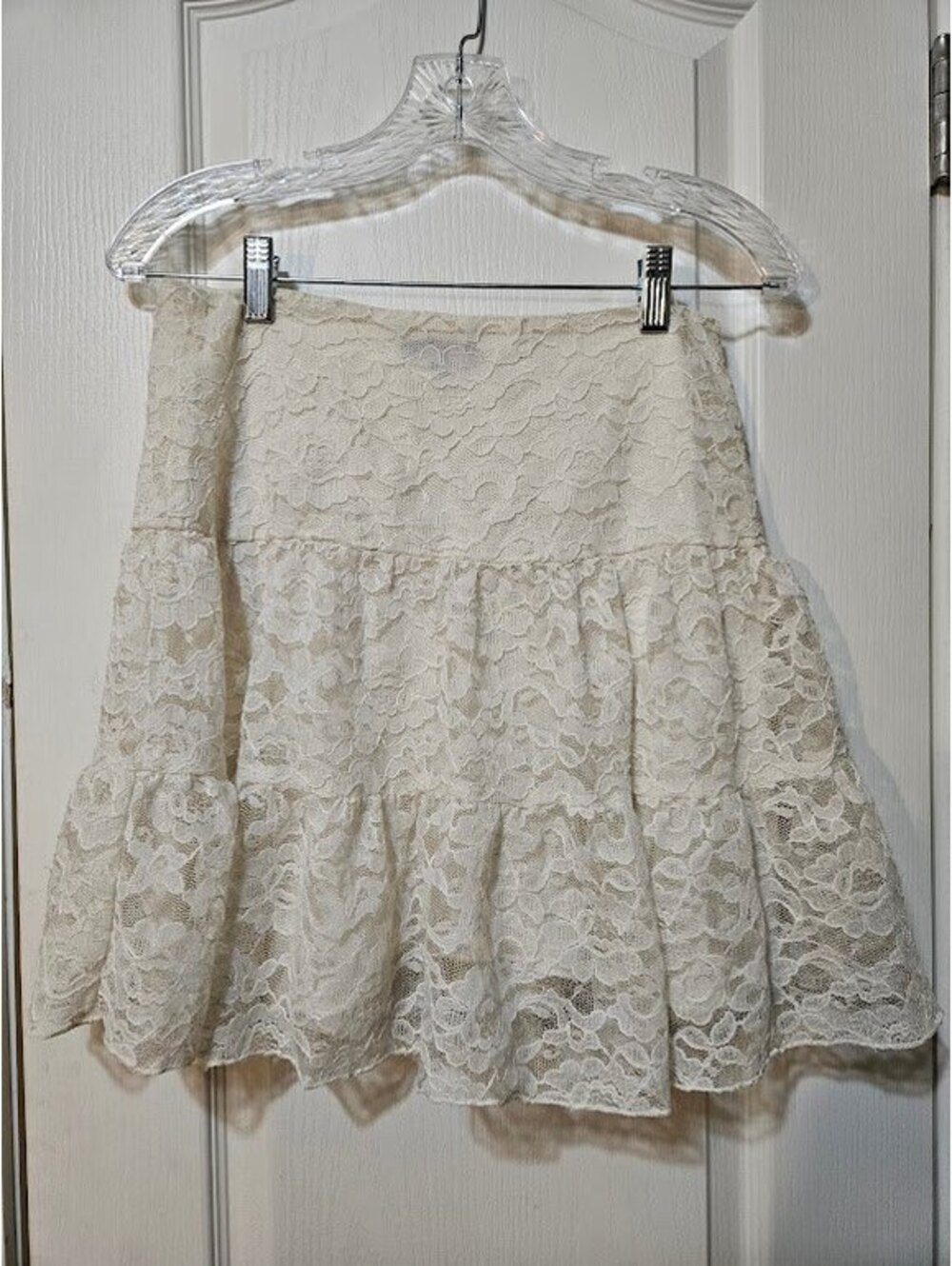 6 Degrees Lace Mini Skirt M Alpine Ivory